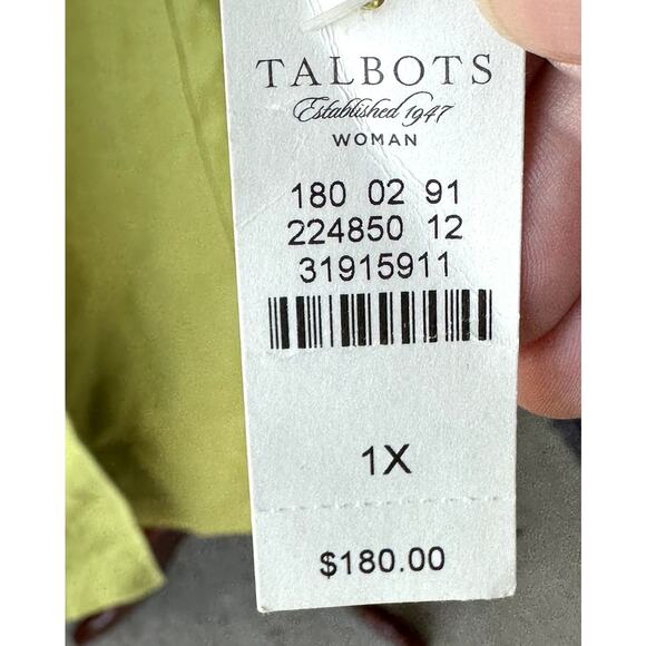NWT Talbots 100% Irish Linen Apple Green Open Front Blazer Jacket Lagenlook - Picture 8 of 8